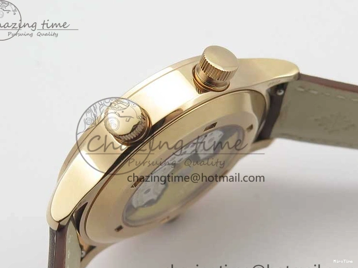 MIROTIME 0423 Calatrava 5524R Pilot Travel Time RG GRF Brown Dial on Brown Leather Strap MIYOTA TopPick 7155